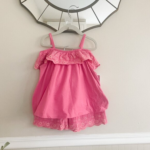 Girls Eyelet Lace Cotton 2 Piece Tank and Shorts Set NWT - Picture 1 of 6